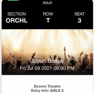 Justin Bieber tickets Vegas encore July 9/21